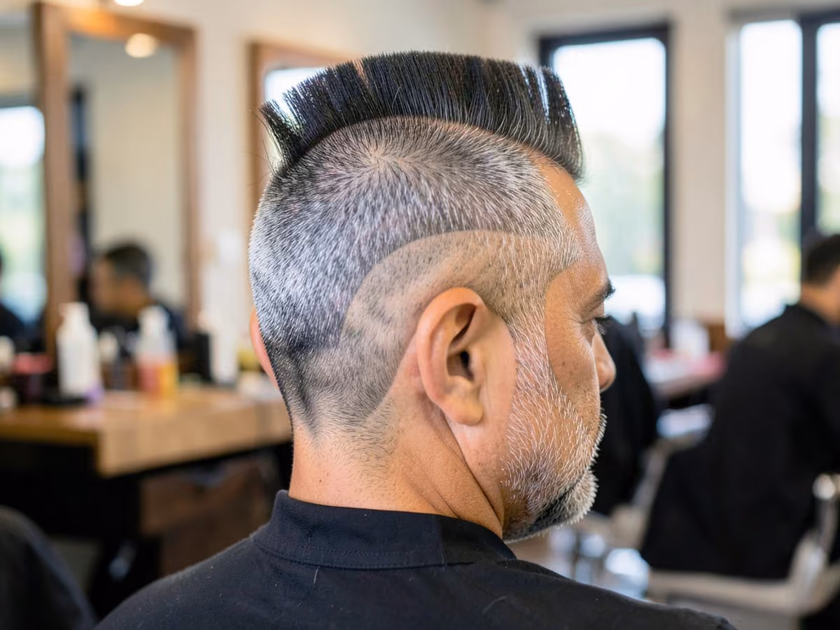Man with a skin burst mohawk