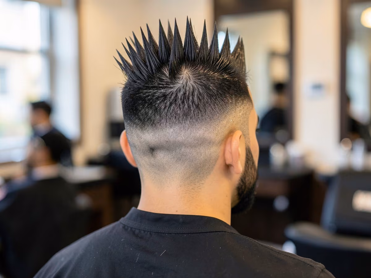 Man with a spiky mohawk fade
