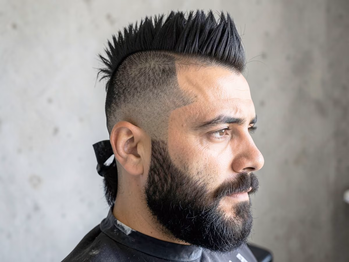 Man with a textured mohawk fade