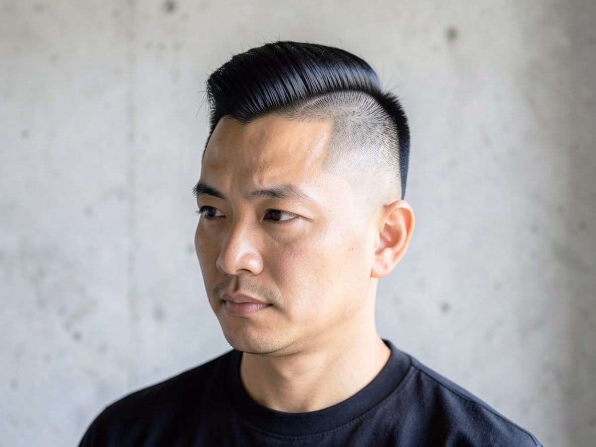 Man with a wide mohawk fade