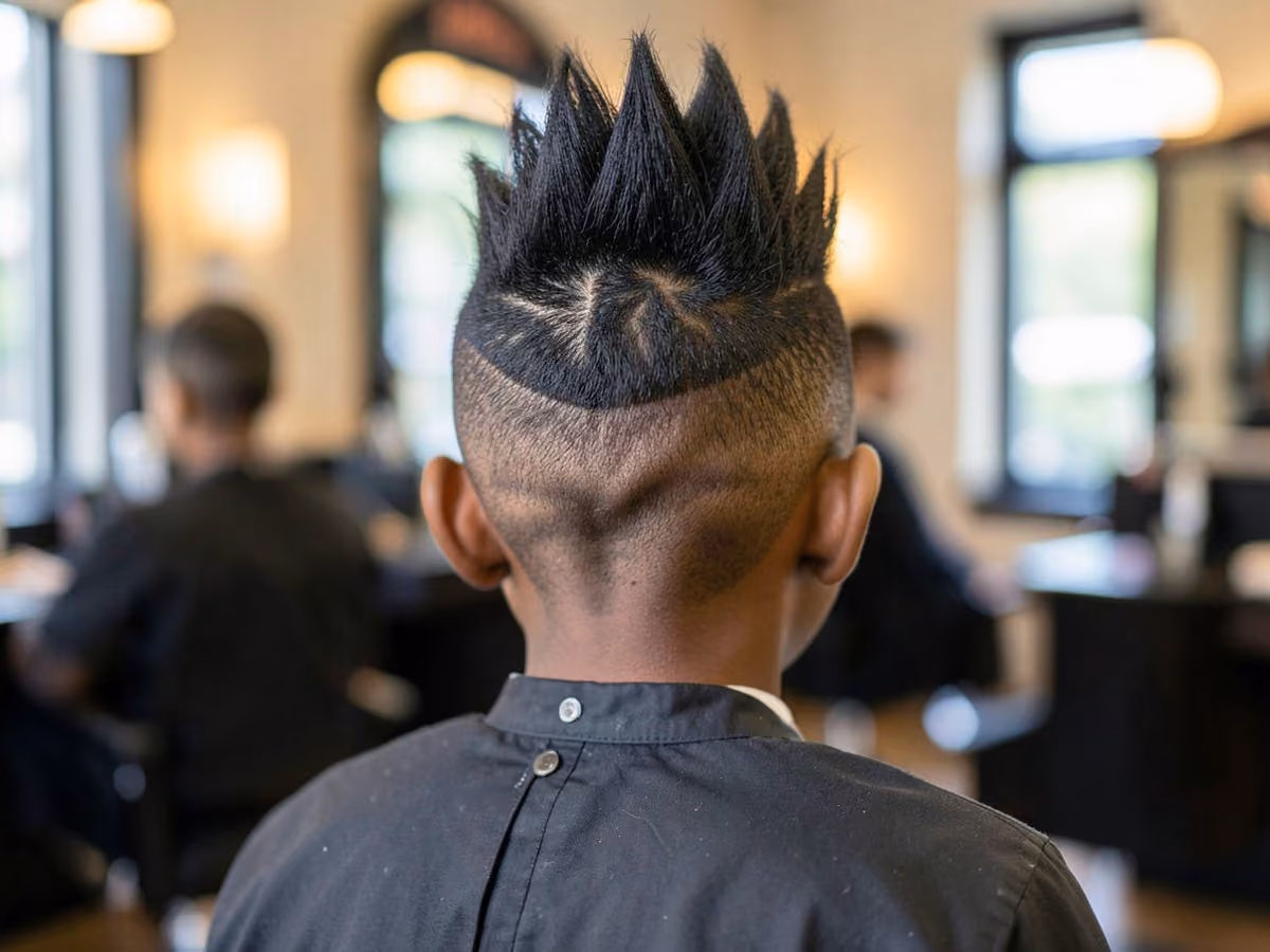 Boy with a black boys mohawk