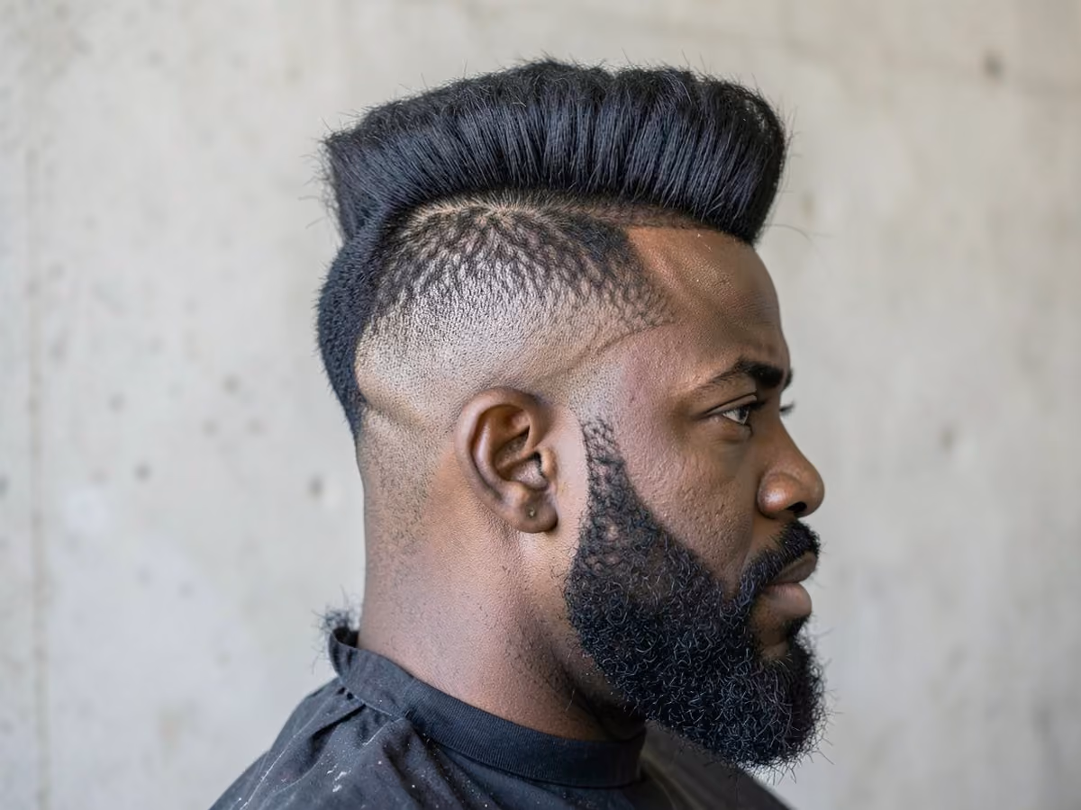 Man with a blowout mohawk