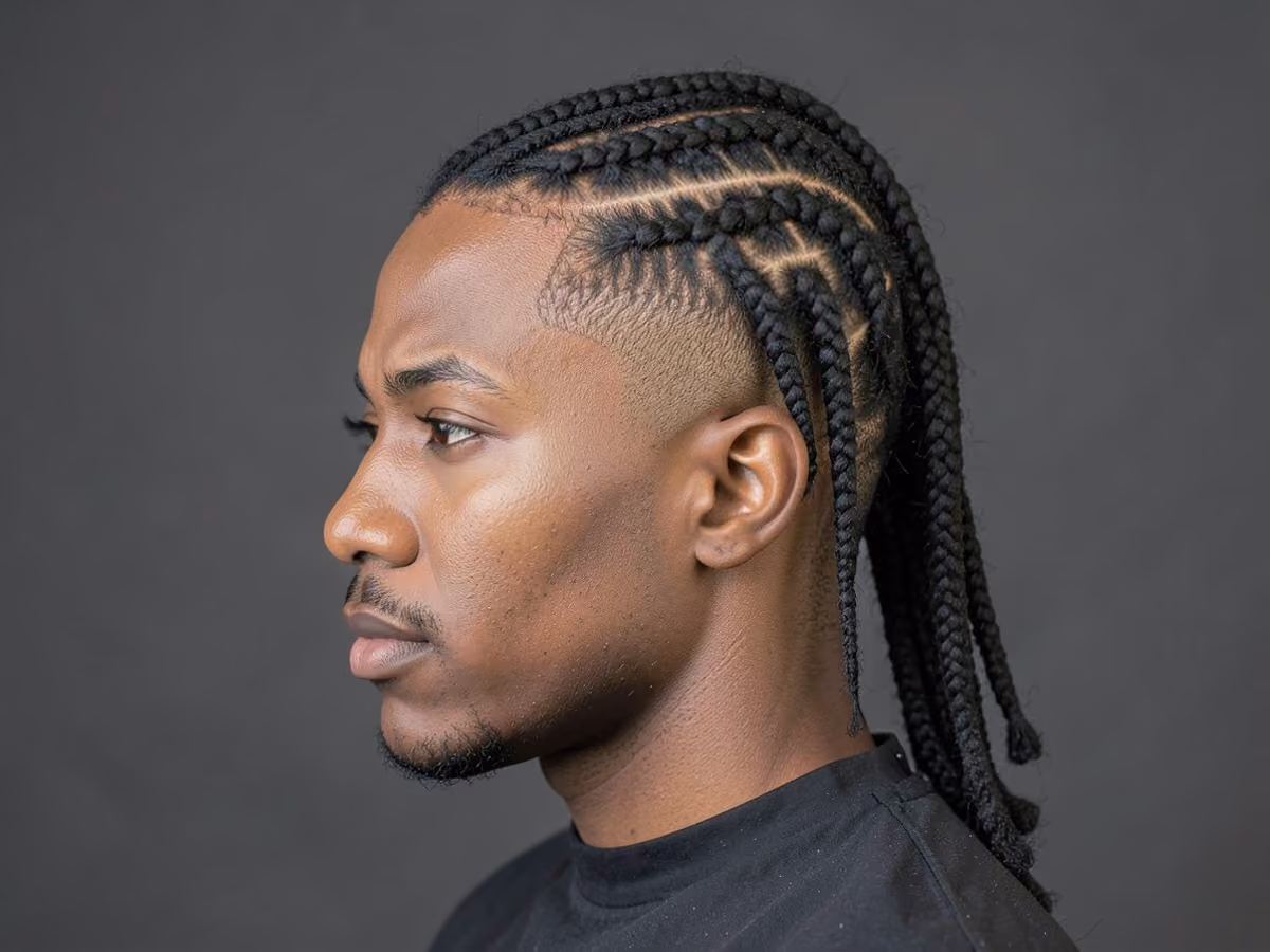 Man with a box braid mohawk