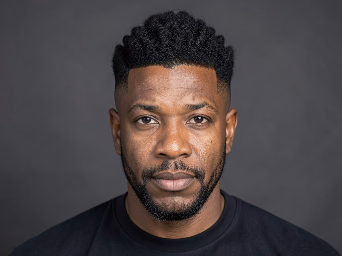 Man with a coily hair mohawk