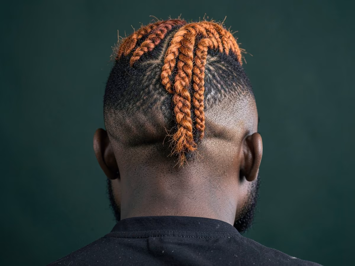 Man with a copper twist mohawk