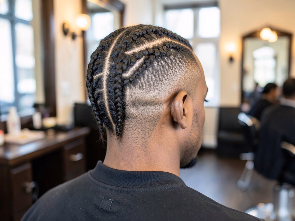 Man with a cornrow mohawk