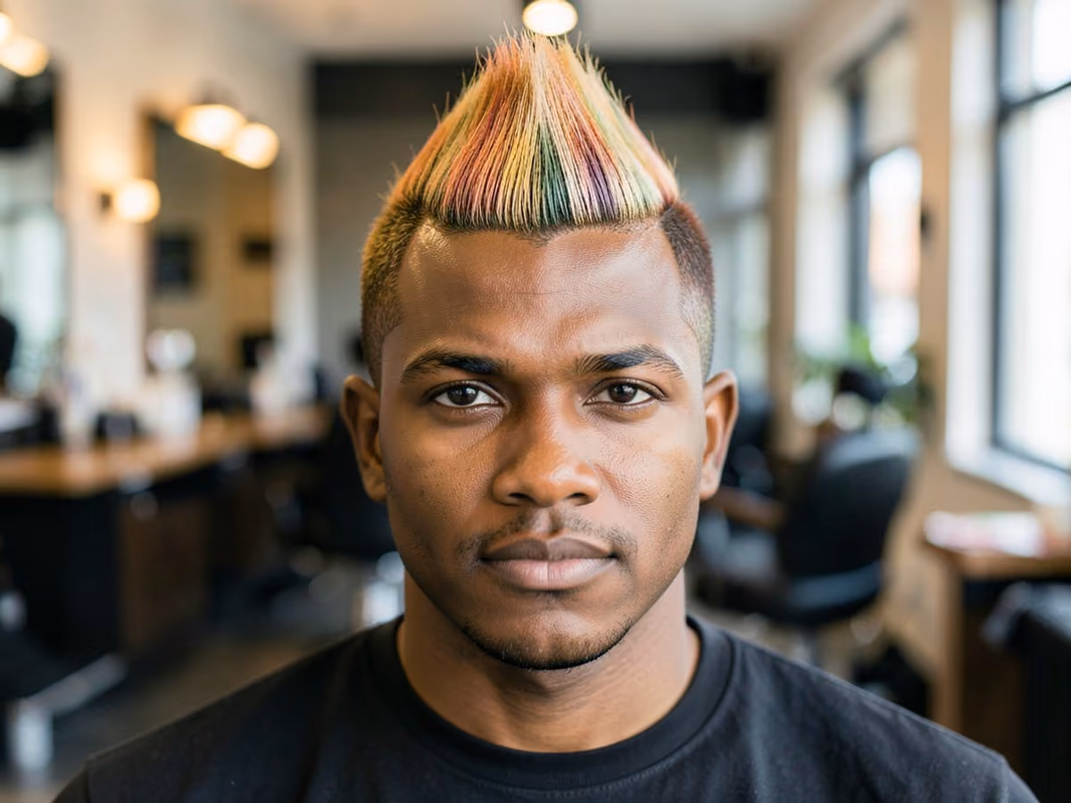 Man with a dyed tips twist mohawk