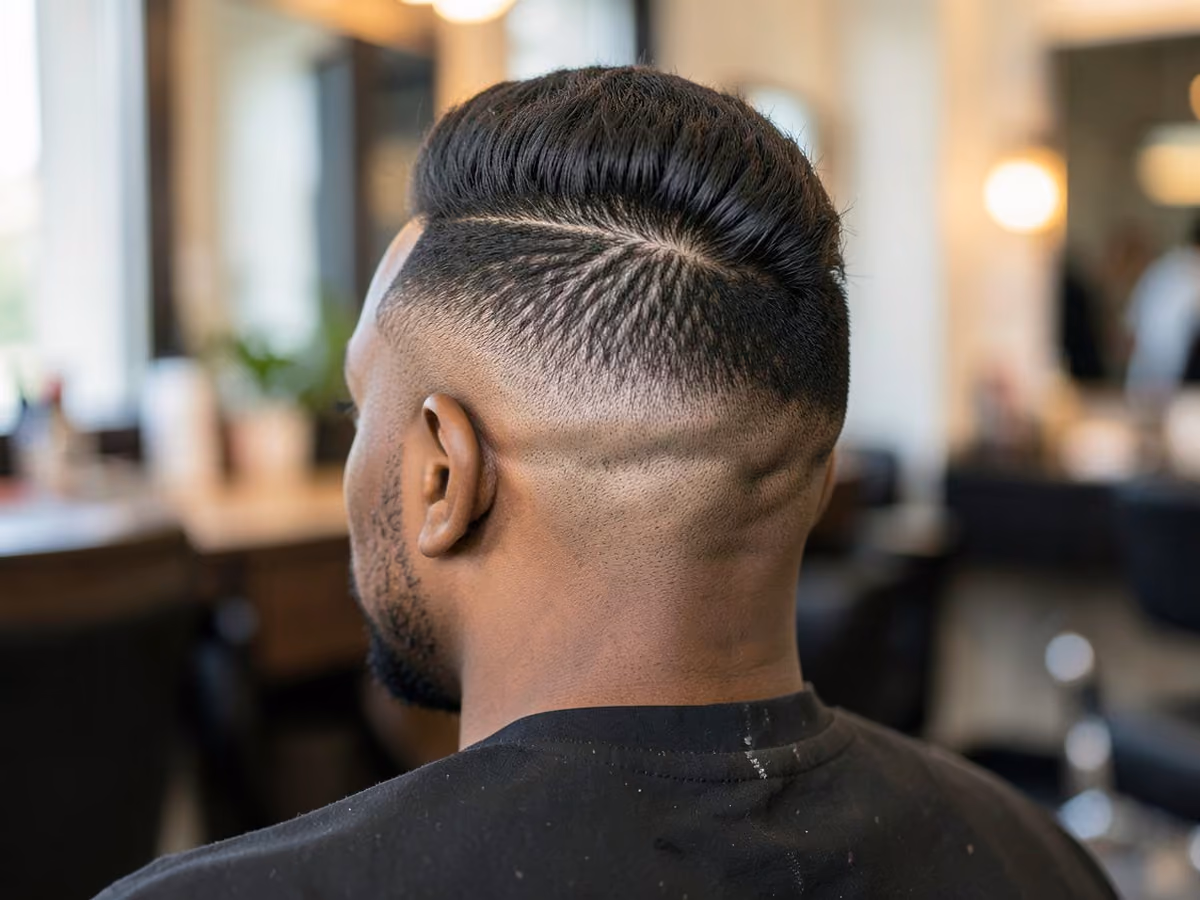 Man with a faded buzz mohawk