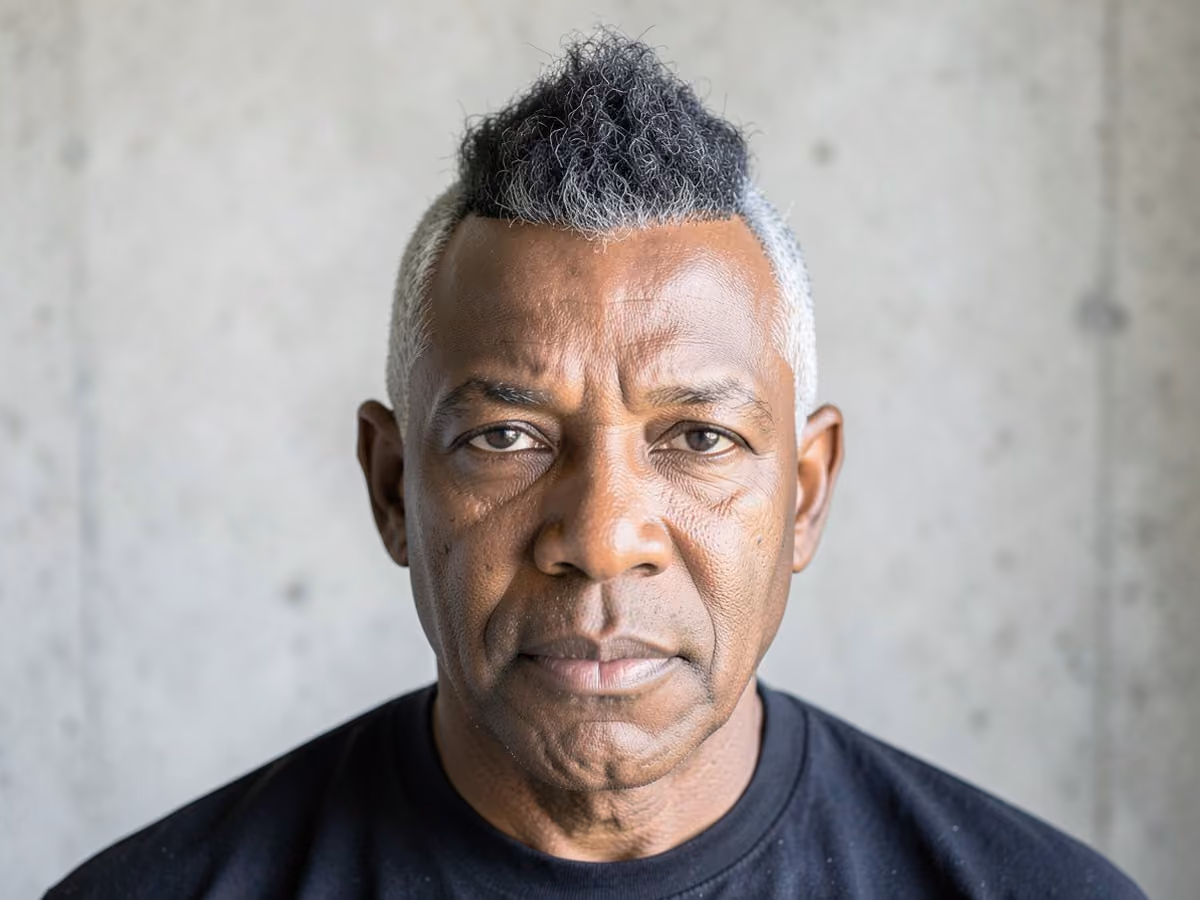 Man with a flat top mohawk