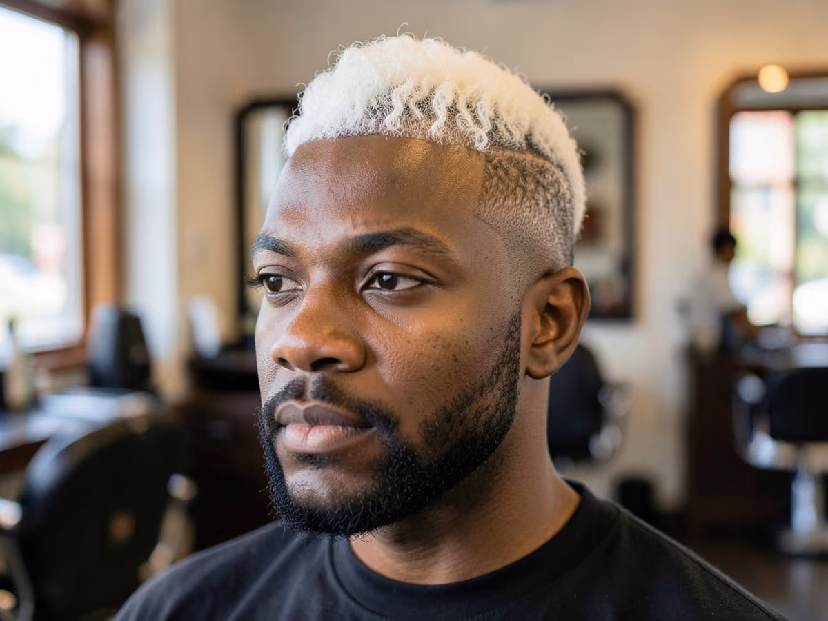 Man with a platinum coil mohawk