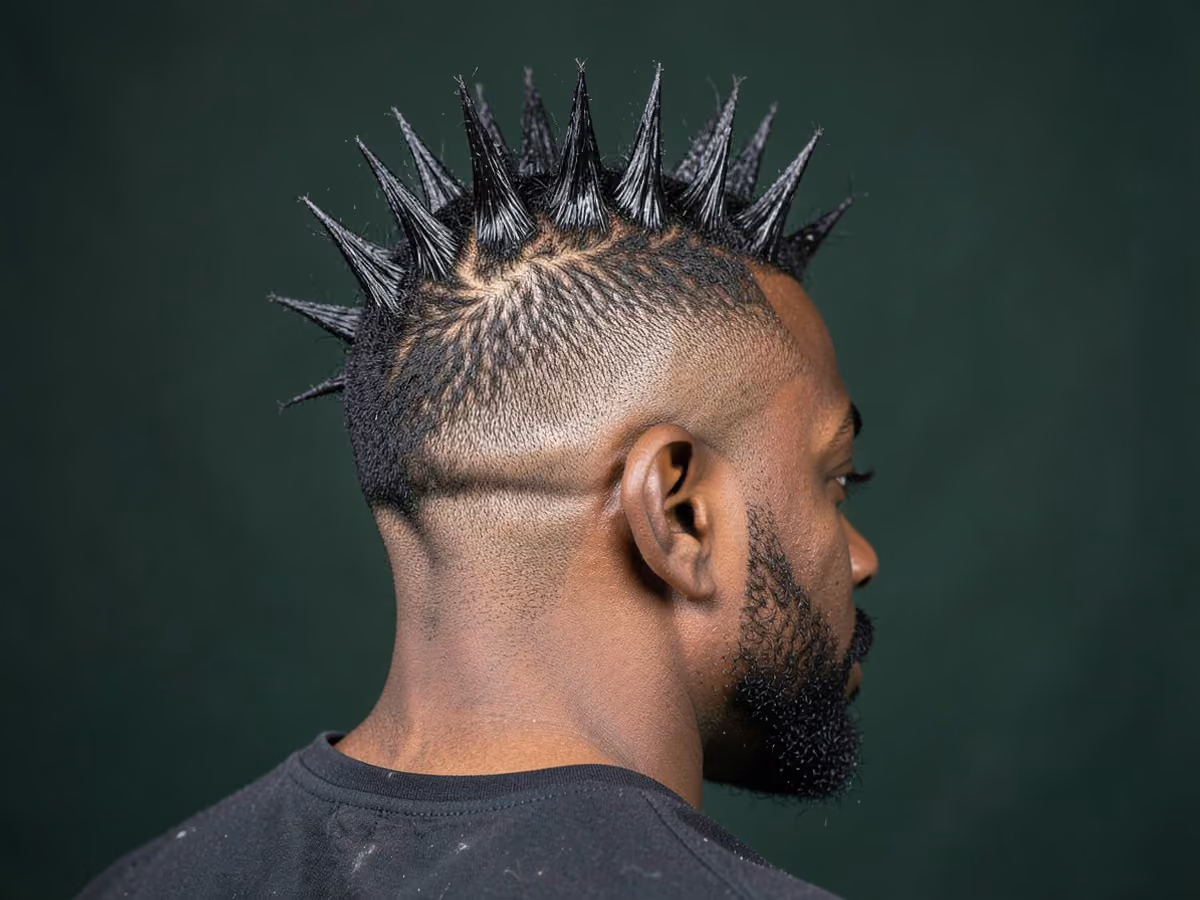 Man with a spiky twist mohawk