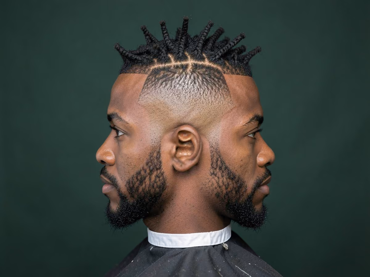 Man with a starter loc mohawk
