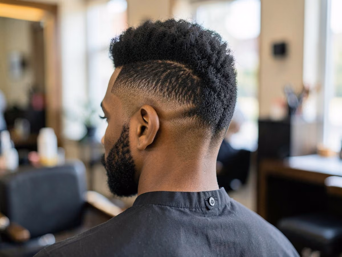 Man with a tapered afro mohawk