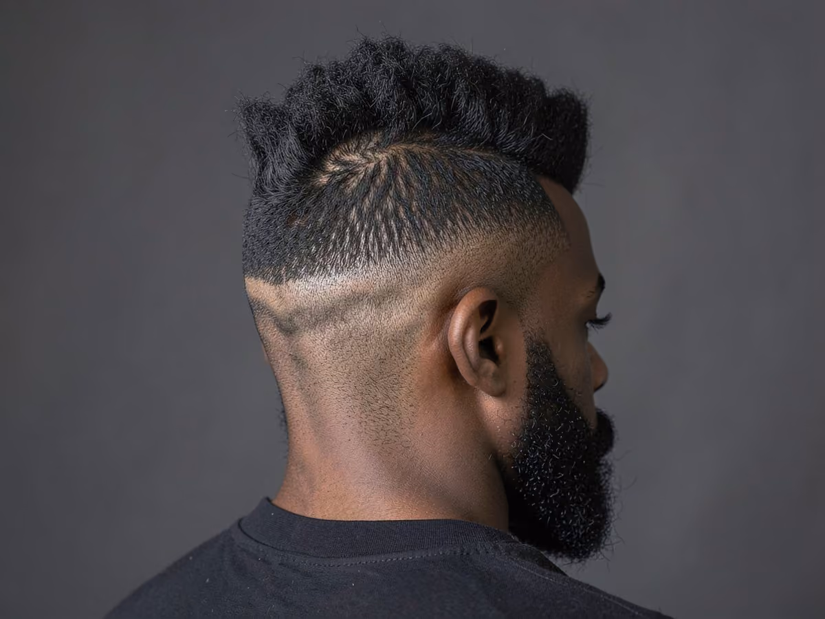 Man with an undercut afro mohawk