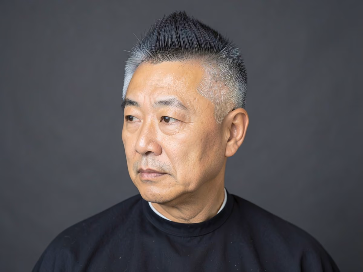 Man with an asian mohawk
