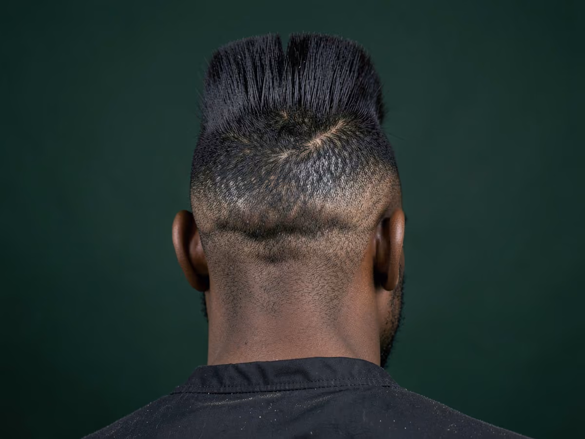 Man with a fan mohawk