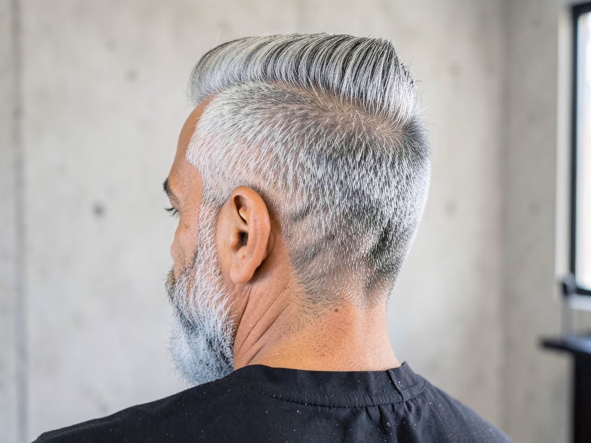 Man with a gray mohawk