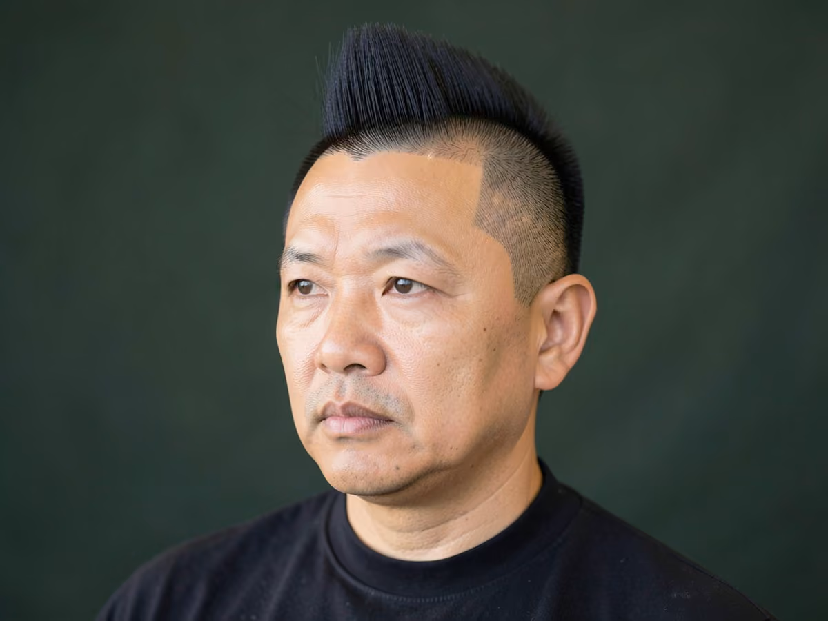 Man with a mohawk for receding hairline