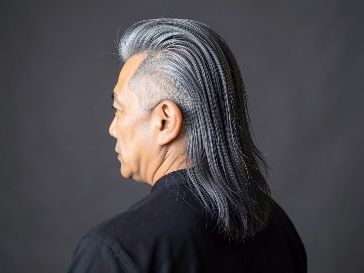 Man with a mohawk mullet