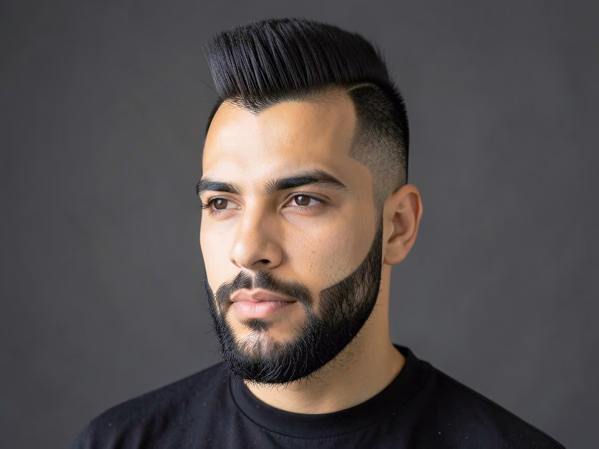Man with a mohawk with boxed beard