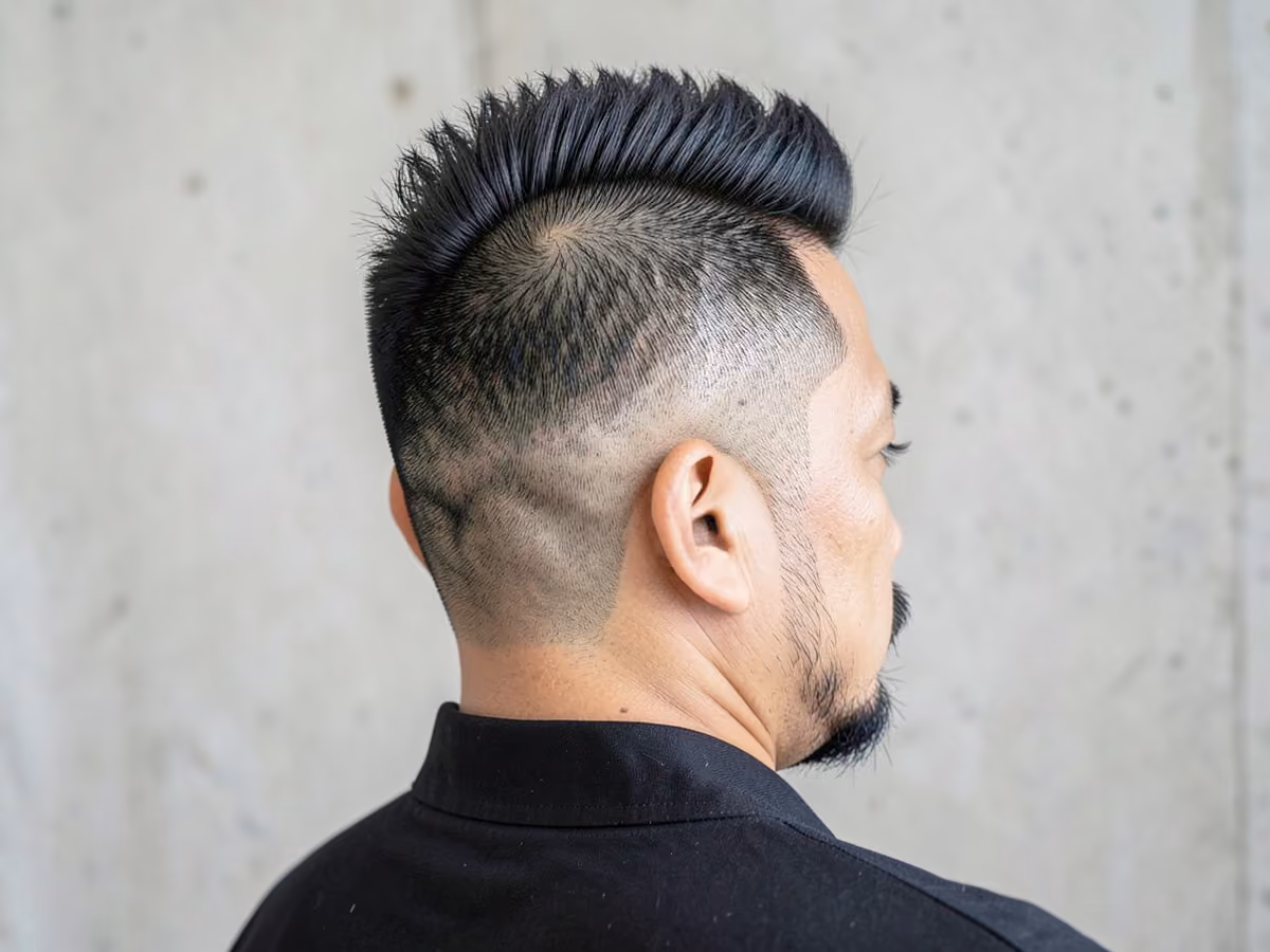 Man with a mohawk with low taper