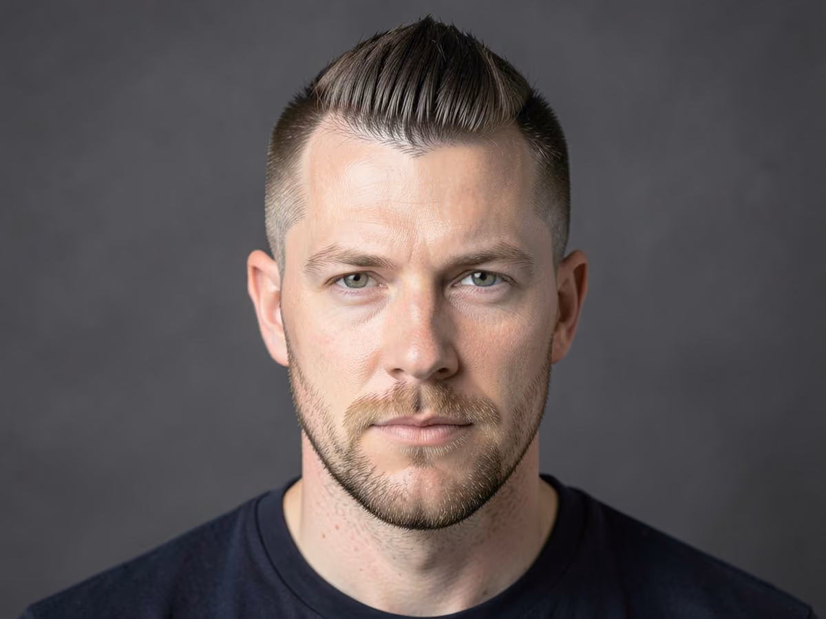 Man with a narrow mohawk