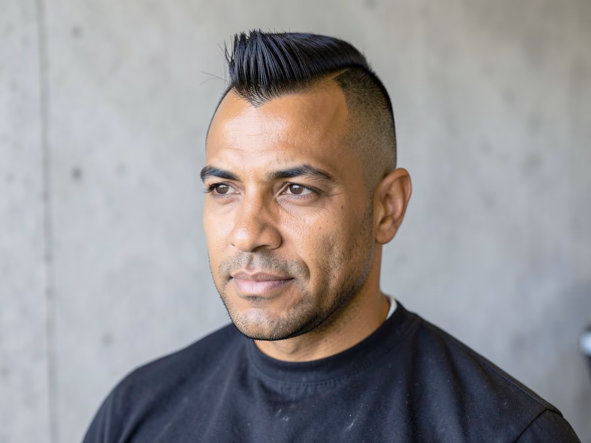 Man with a short mohawk