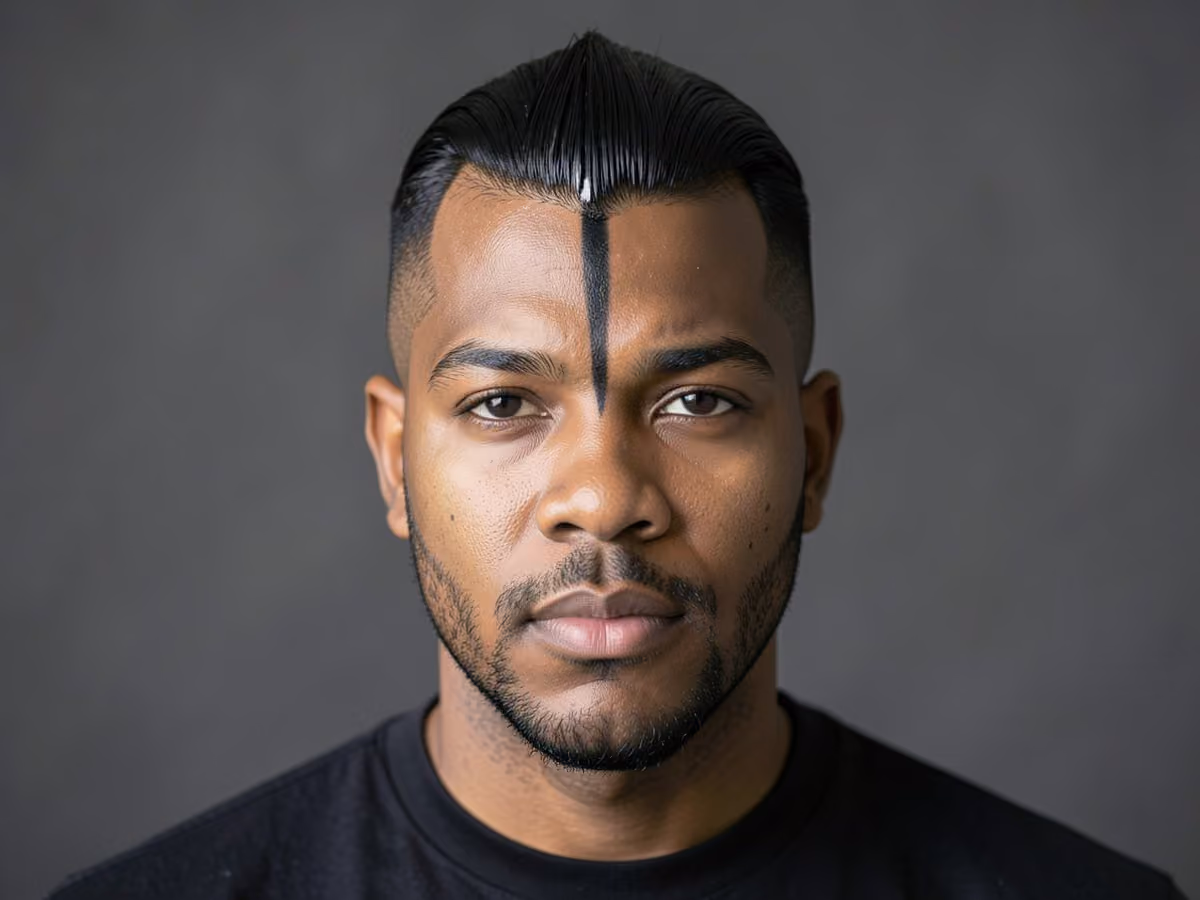 Man with a slicked back mohawk