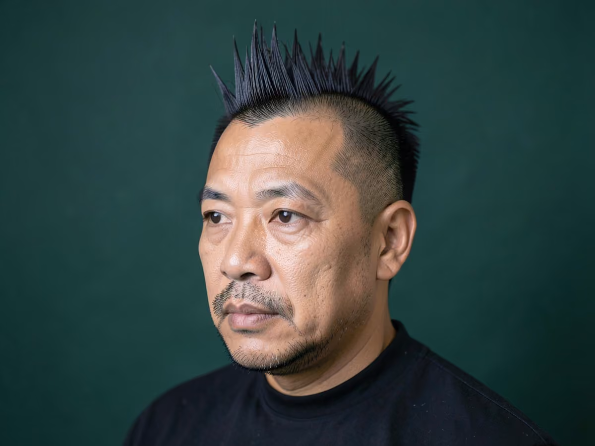 Man with a spiked mohawk
