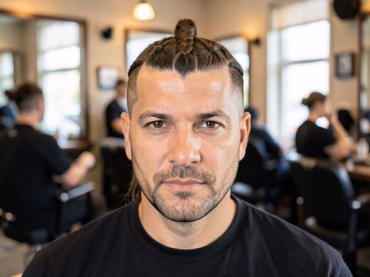 Man with a viking braided mohawk