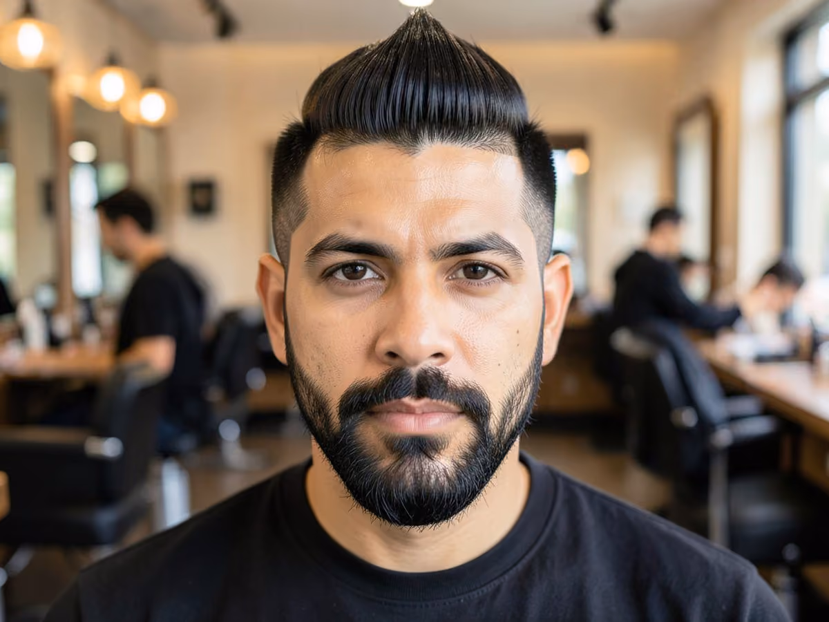 Man with a wide mohawk