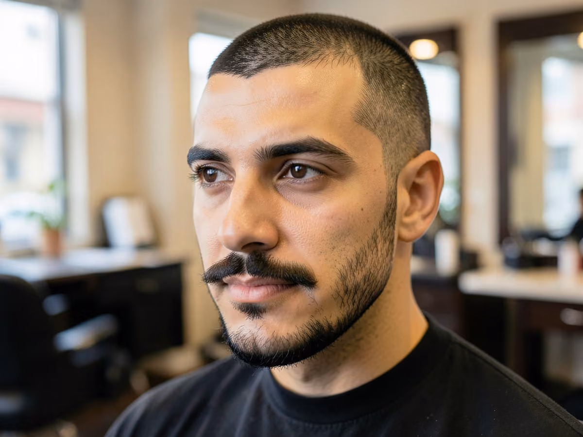Man with a pencil mustache haircut