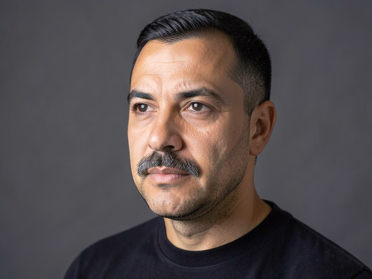 Man with a short natural mustache haircut