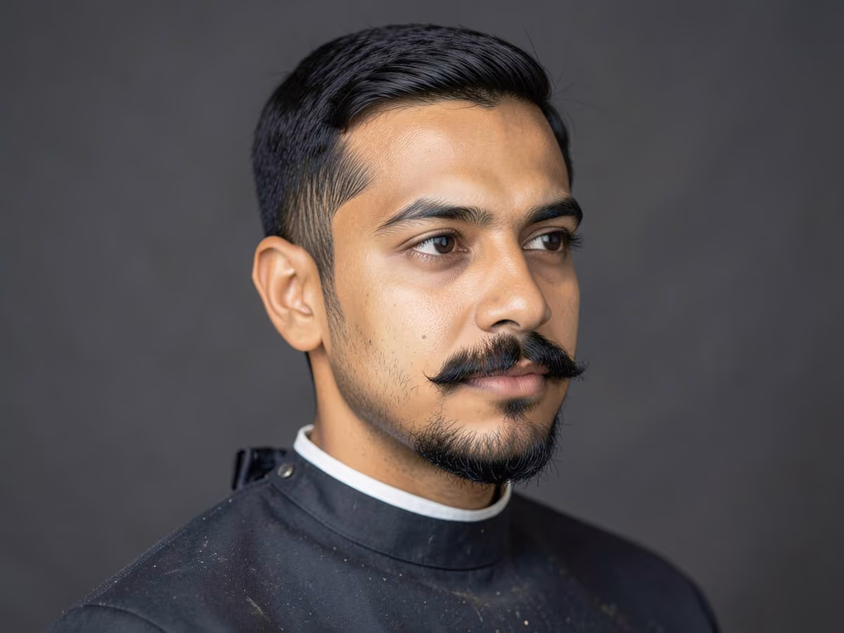 Man with a toothbrush mustache haircut