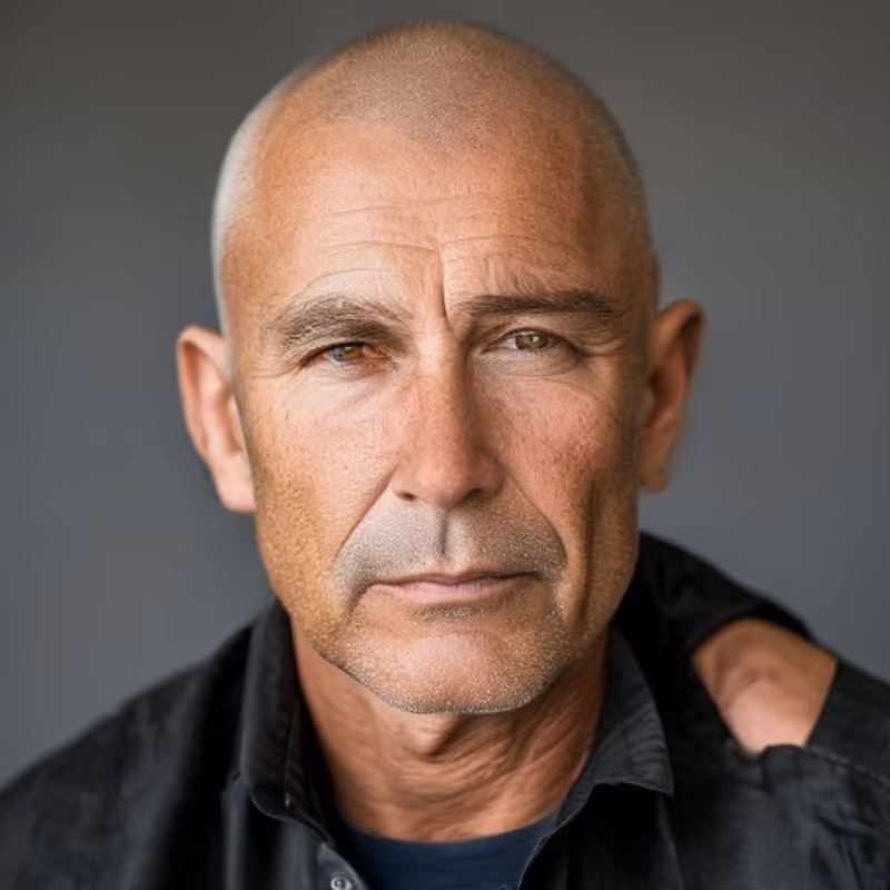 Buzz for Balding hairstyle for men 2026 — Older Men Haircuts variation, best for Significant hair loss; embracing it, modern barbering by Master Stylist Jessica Hamilton