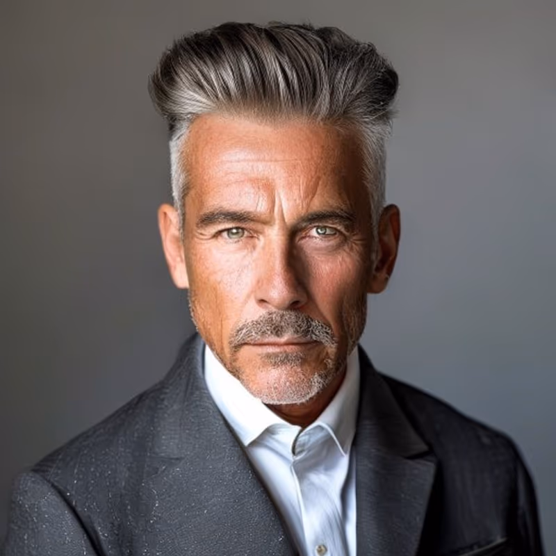 Modern Pompadour hairstyle for men 2026 — Older Men Haircuts variation, best for A sophisticated statement, modern barbering by Master Stylist Jessica Hamilton