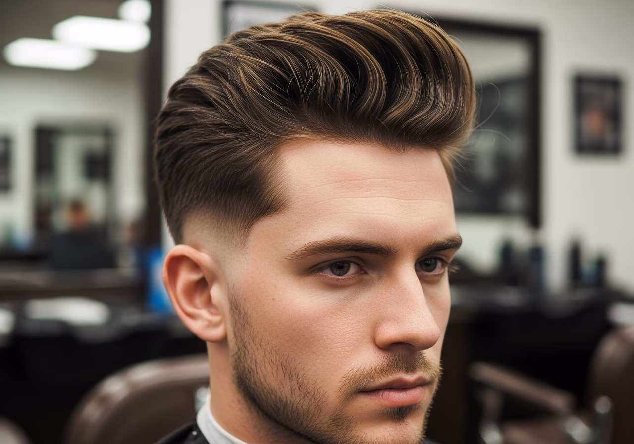 Blowout Taper hairstyle for men 2026 — haircuts for oval faces variation, best for oval faces + fine hair, modern barbering by Master Stylist Jessica Hamilton