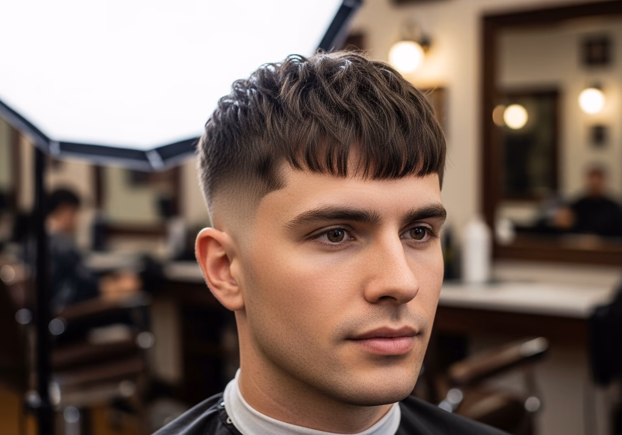 Modern French Crop hairstyle for men 2026 — haircuts for oval faces variation, best for oval faces + straight hair, modern barbering by Master Stylist Jessica Hamilton