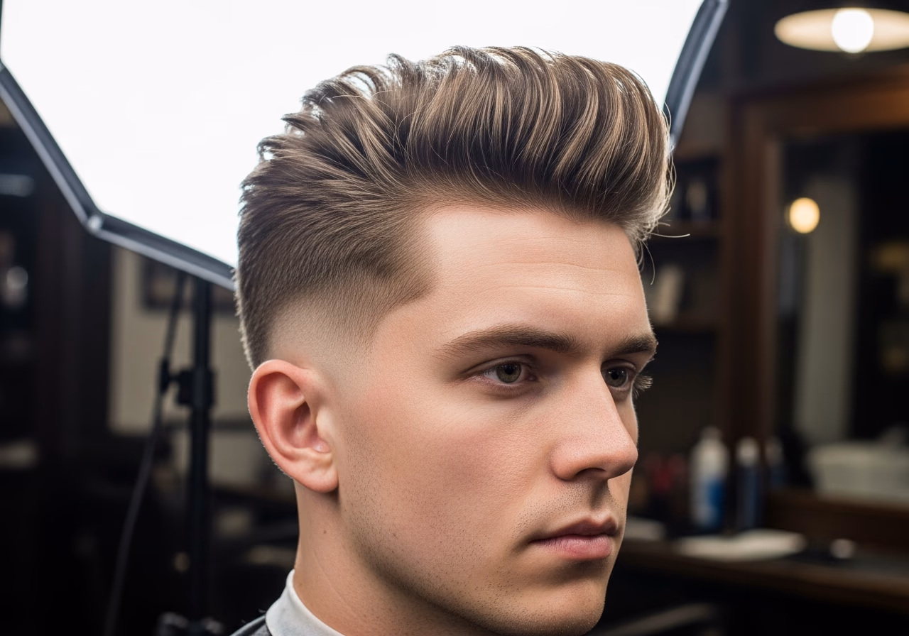 Modern Quiff hairstyle for men 2026 — haircuts for oval faces variation, best for oval faces + straight or medium-thickness hair, modern barbering by Master Stylist Jessica Hamilton