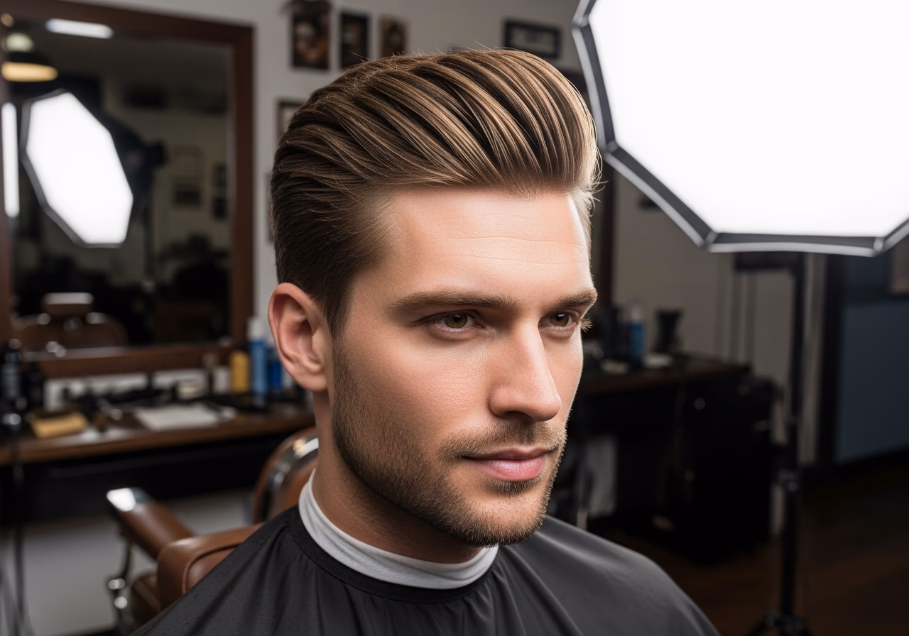 Slicked Back with Texture hairstyle for men 2026 — haircuts for oval faces variation, best for oval faces + straight hair, modern barbering by Master Stylist Jessica Hamilton