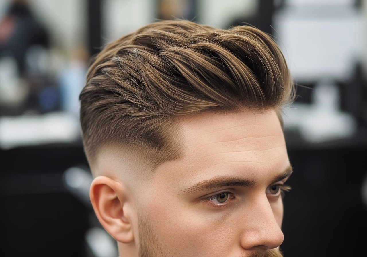 Textured Side Swept hairstyle for men 2026 — haircuts for oval faces variation, best for oval faces + wavy hair, modern barbering by Master Stylist Jessica Hamilton