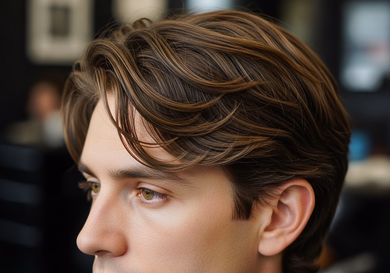 Wavy Mop hairstyle for men 2026 — haircuts for oval faces variation, best for oval faces + wavy hair, modern barbering by Master Stylist Jessica Hamilton