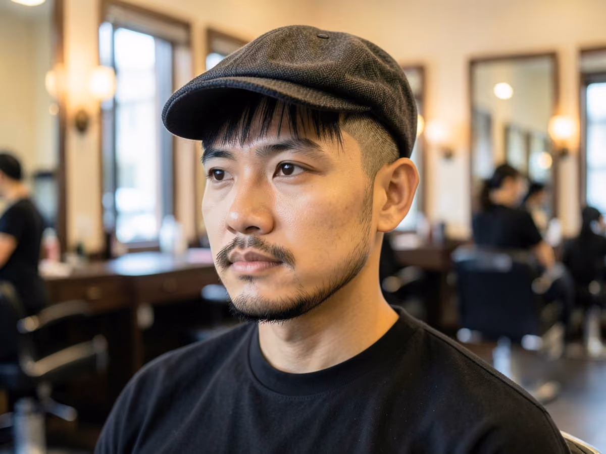 Man with a peaky blinders fringe haircut