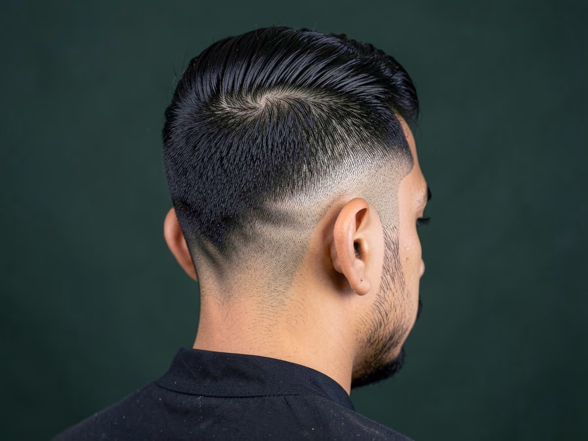 Man with a peaky blinders slicked side part