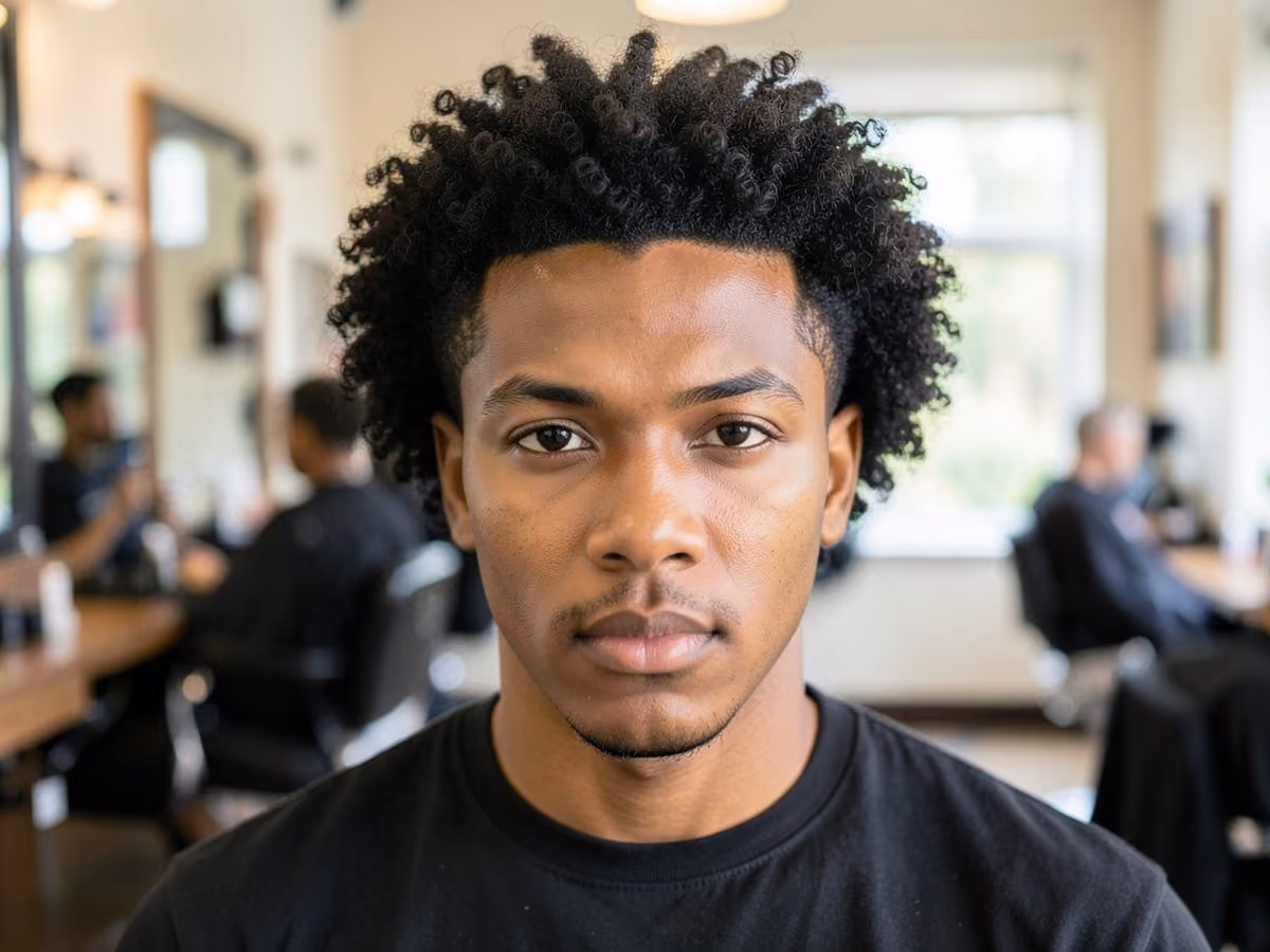 Man with an afro perm haircut