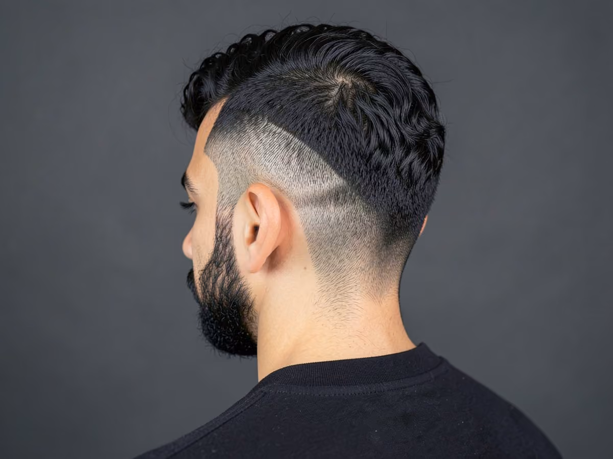 Man with a burst fade perm