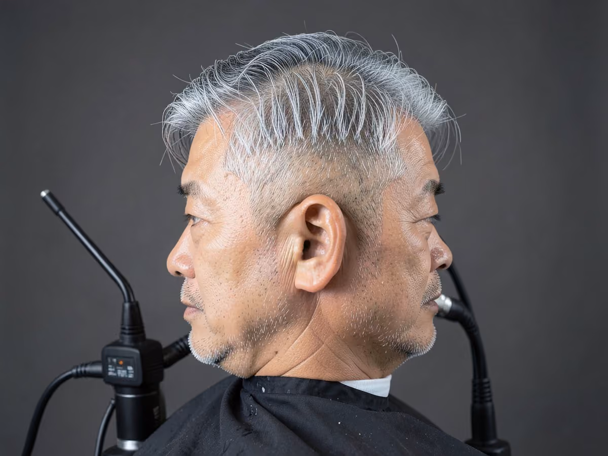 Man with a korean digital perm haircut