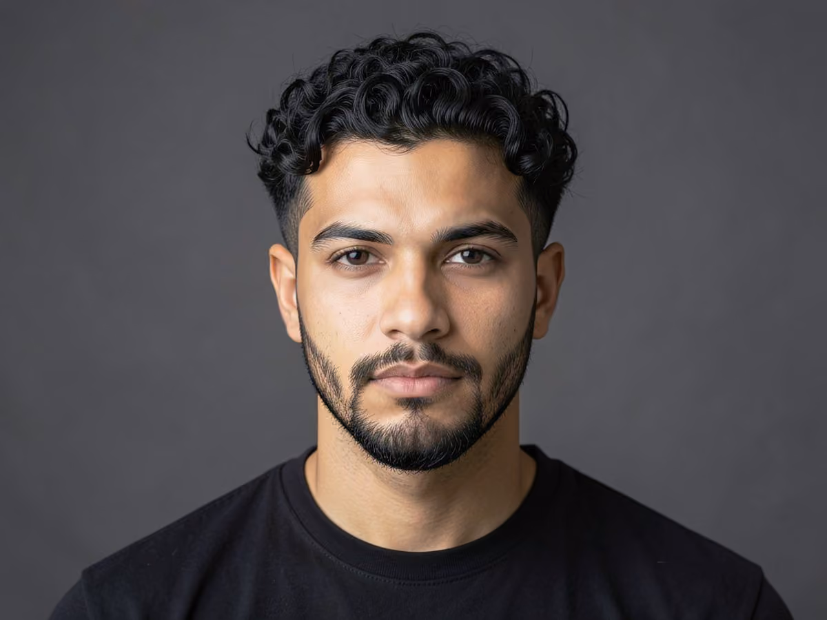 Man with a loose curl perm haircut