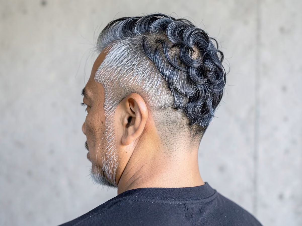 Man with a spiral perm with low fade