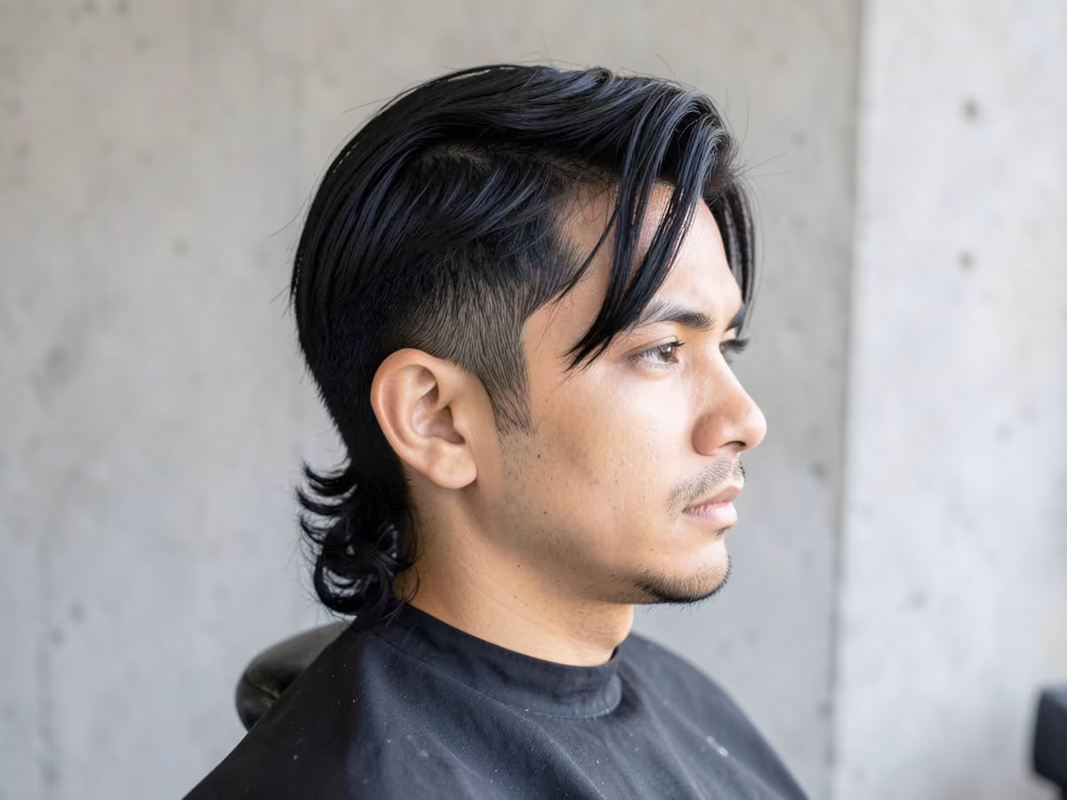 Man with a stack perm haircut
